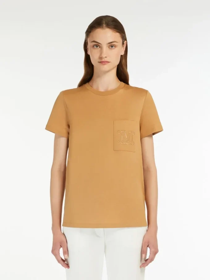 T-shirt em jersey de algodão, cor camelo T-shirt em jersey de algodão, cor camelo
