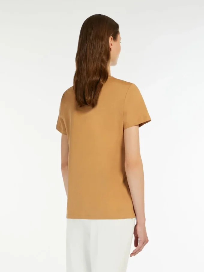 T-shirt em jersey de algodão, cor camelo T-shirt em jersey de algodão, cor camelo
