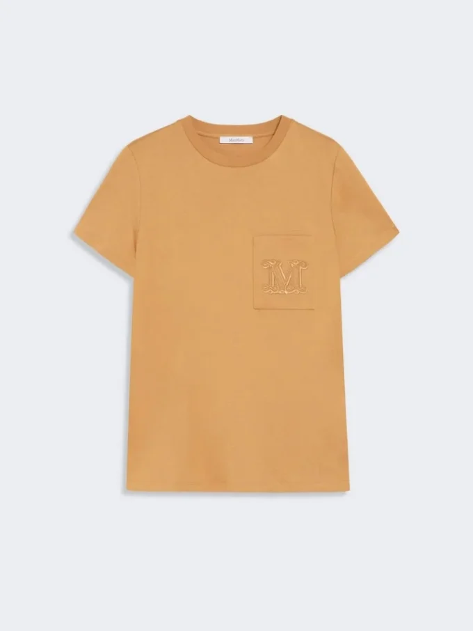 T-shirt em jersey de algodão, cor camelo T-shirt em jersey de algodão, cor camelo