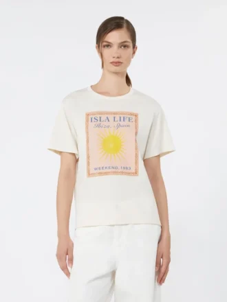 T-shirt em jersey de algodão, cru