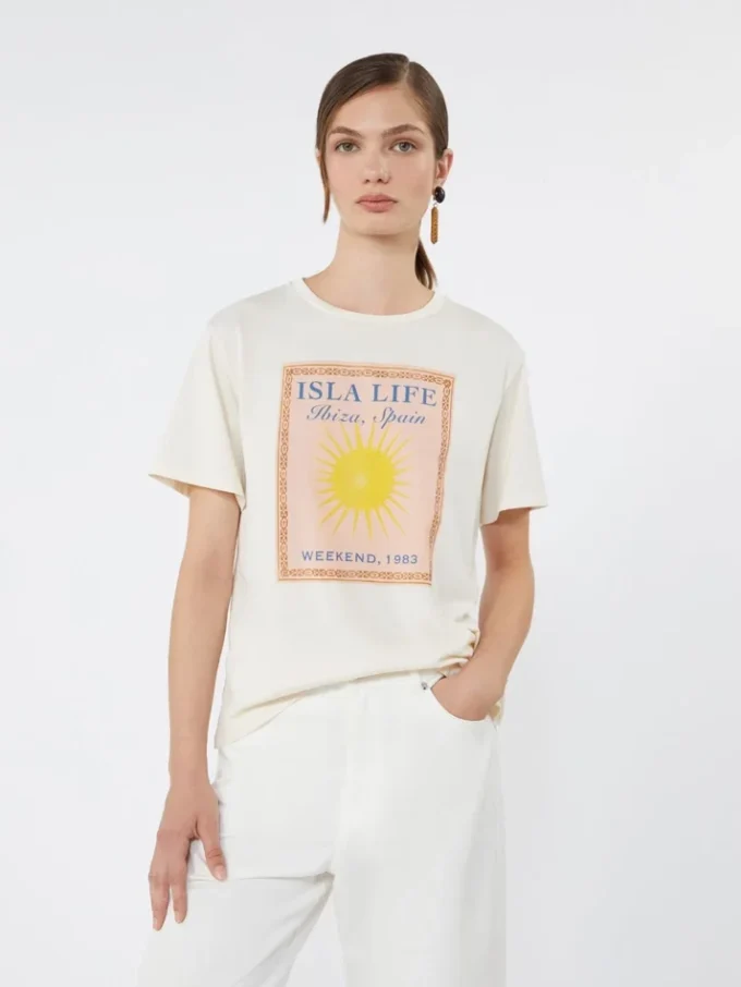T-shirt em jersey de algodão, cru T-shirt em jersey de algodão, cru