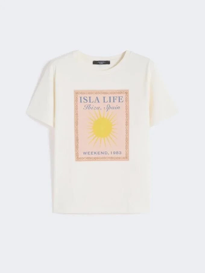 T-shirt em jersey de algodão, cru T-shirt em jersey de algodão, cru