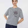 T-shirt em jersey de algodão estampado, azul-marinho T-shirt em jersey de algodão estampado, azul-marinho