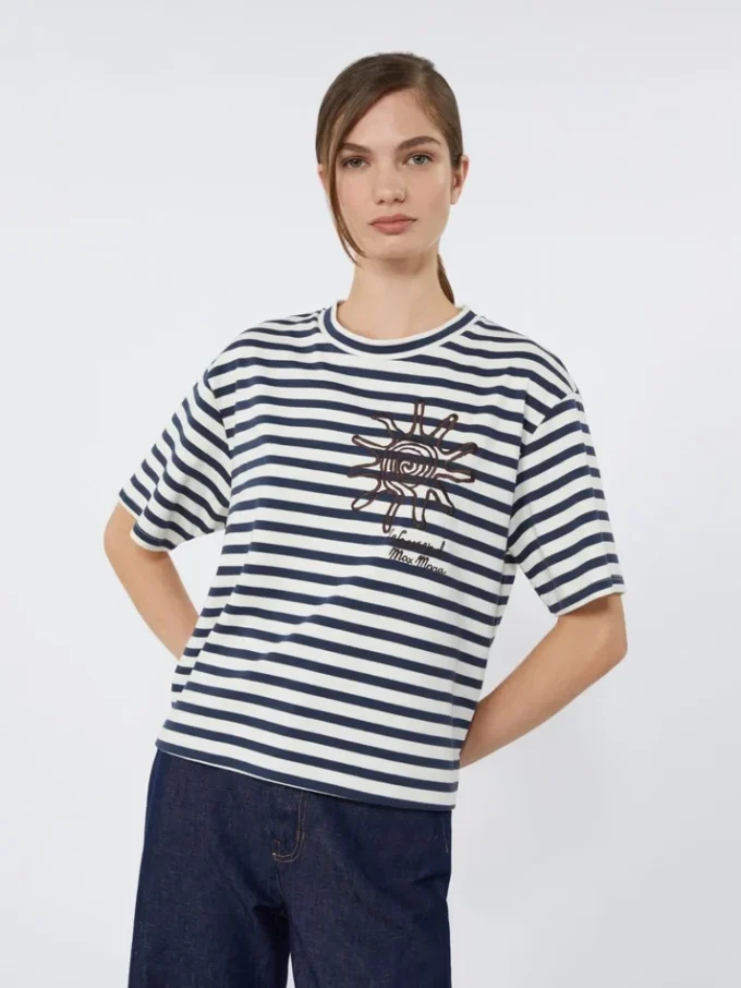 T-shirt em jersey de algodão estampado, azul-marinho T-shirt em jersey de algodão estampado, azul-marinho