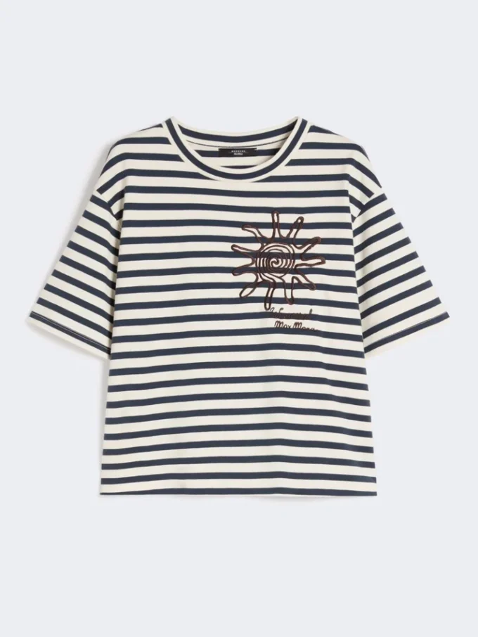 T-shirt em jersey de algodão estampado, azul-marinho T-shirt em jersey de algodão estampado, azul-marinho
