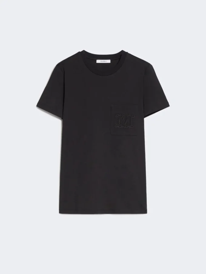 T-shirt em jersey de algodão, preta T-shirt em jersey de algodão, preta