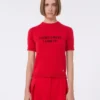 T-shirt em malha de lã e caxemira, vermelha T-shirt em malha de lã e caxemira, vermelha