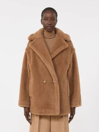 Teddy Bear Icon Coat curto, cor camelo