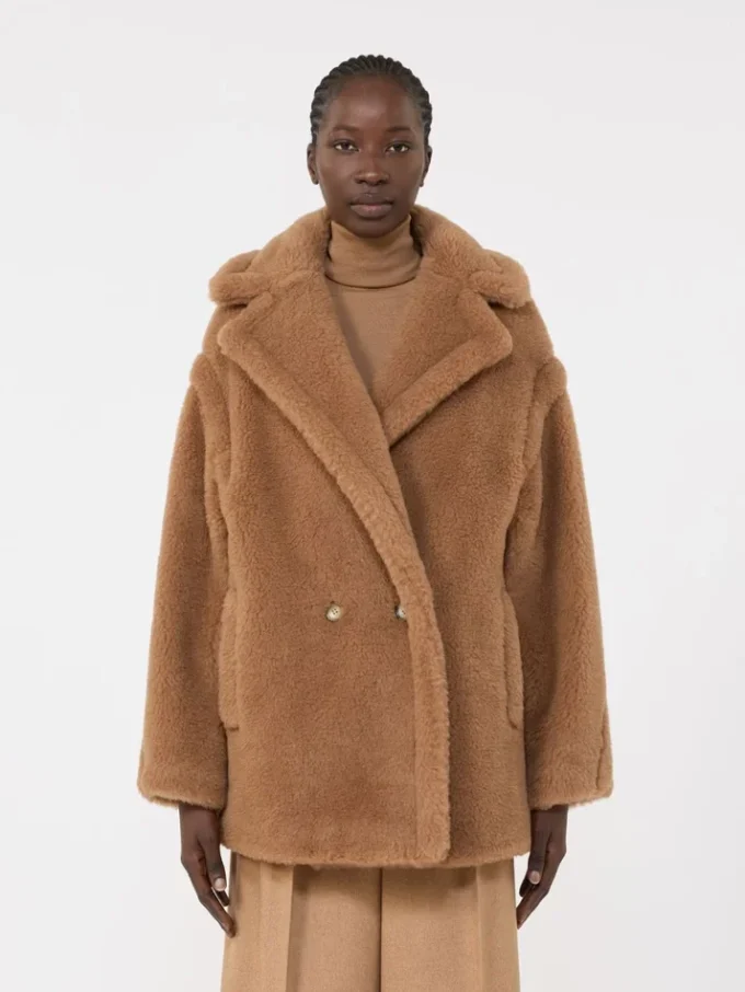 Teddy Bear Icon Coat curto, cor camelo