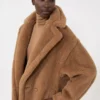 Teddy Bear Icon Coat curto, cor camelo