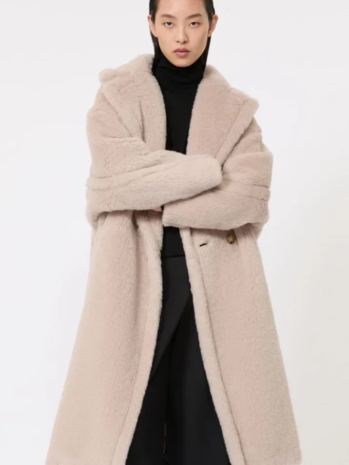 Teddy Bear Icon Coat em alpaca e lã, bege