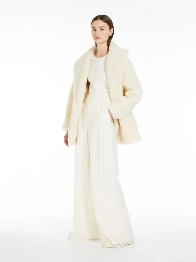 Teddy Bear Icon Coat em alpaca e lã, branco