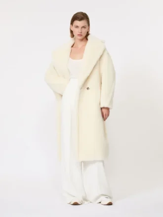 Teddy Bear Icon Coat em alpaca e lã, branco