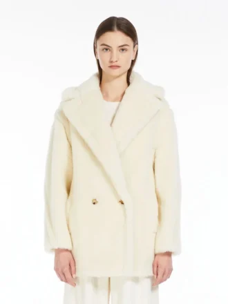 Teddy Bear Icon Coat em alpaca e lã, branco