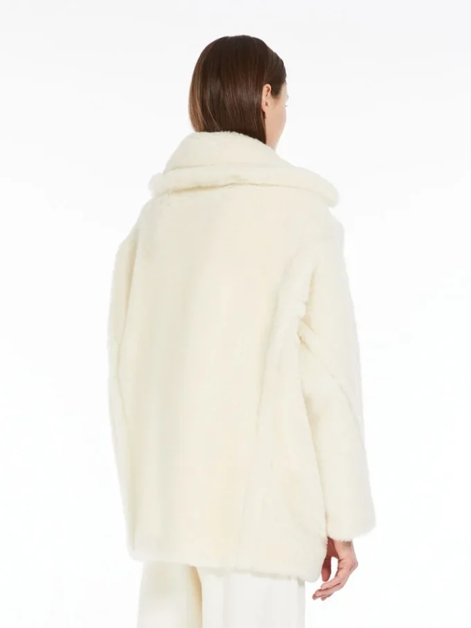 Teddy Bear Icon Coat em alpaca e lã, branco