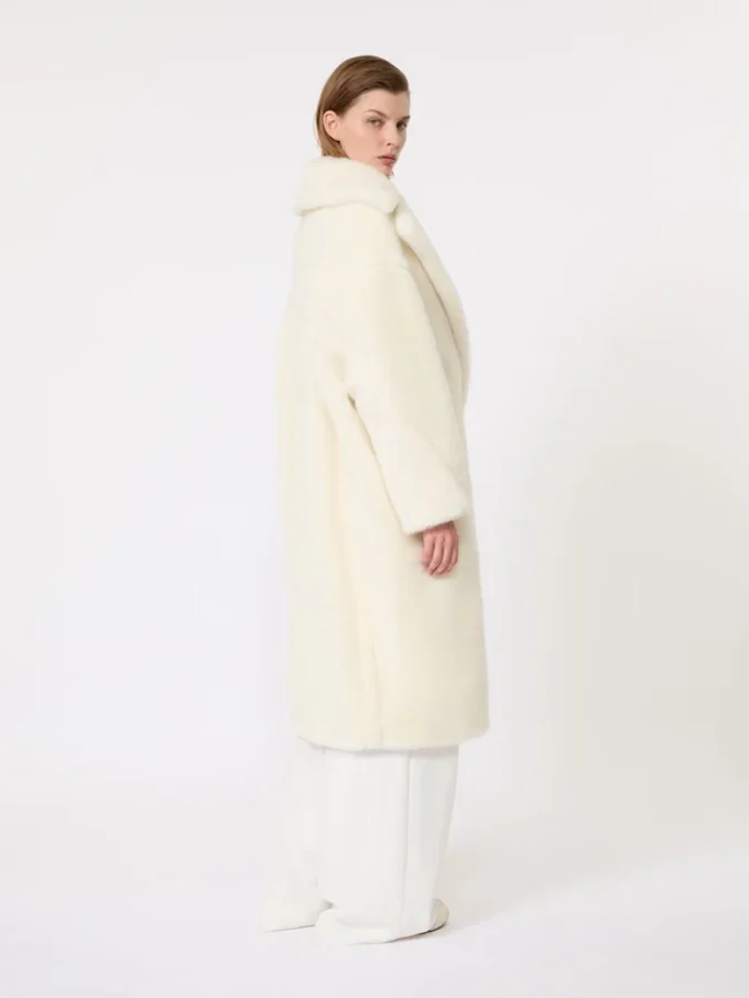 Teddy Bear Icon Coat em alpaca e lã, branco