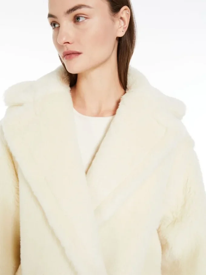 Teddy Bear Icon Coat em alpaca e lã, branco