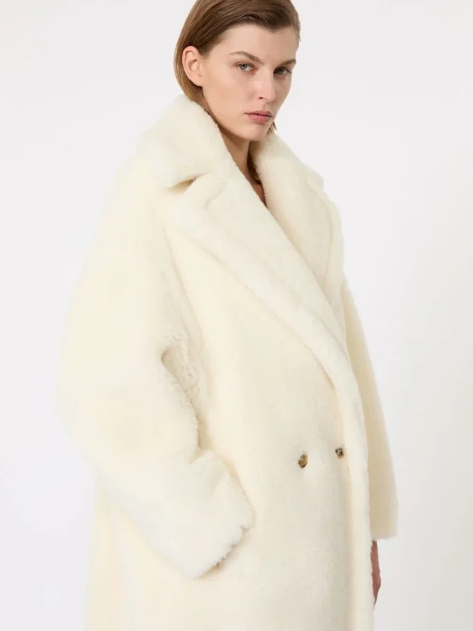 Teddy Bear Icon Coat em alpaca e lã, branco
