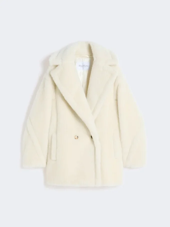 Teddy Bear Icon Coat em alpaca e lã, branco