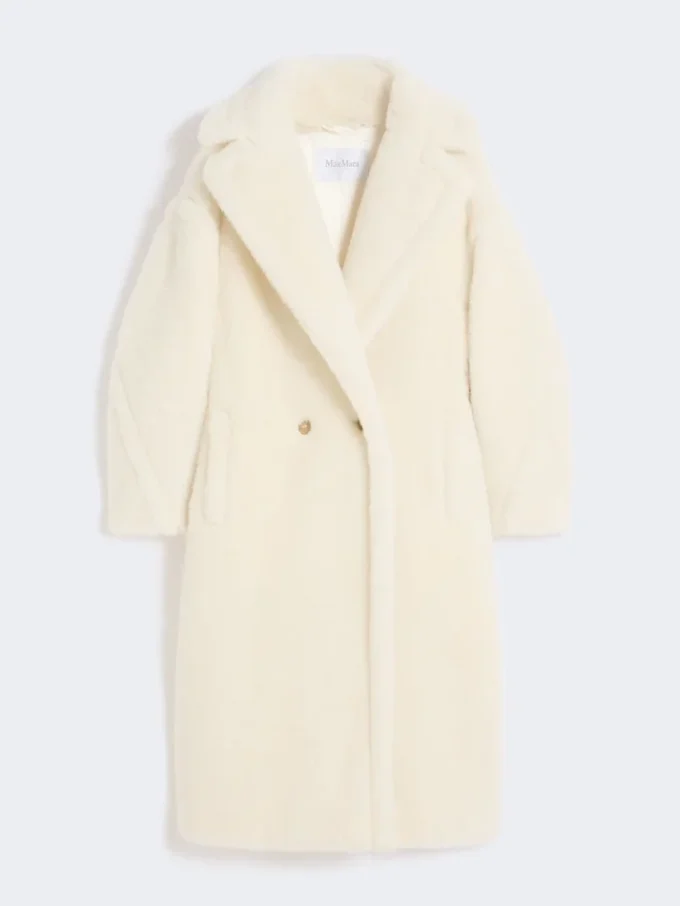 Teddy Bear Icon Coat em alpaca e lã, branco