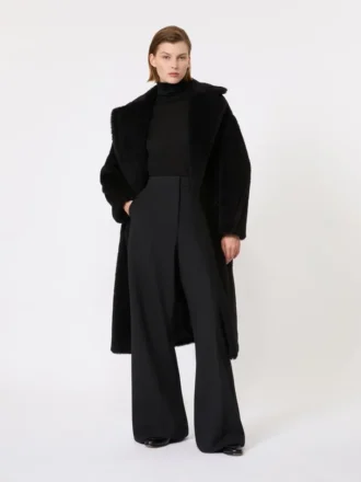 Teddy Bear Icon Coat em alpaca e lã, preto