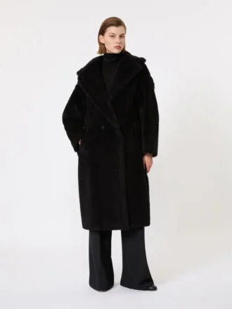Teddy Bear Icon Coat em alpaca e lã, preto