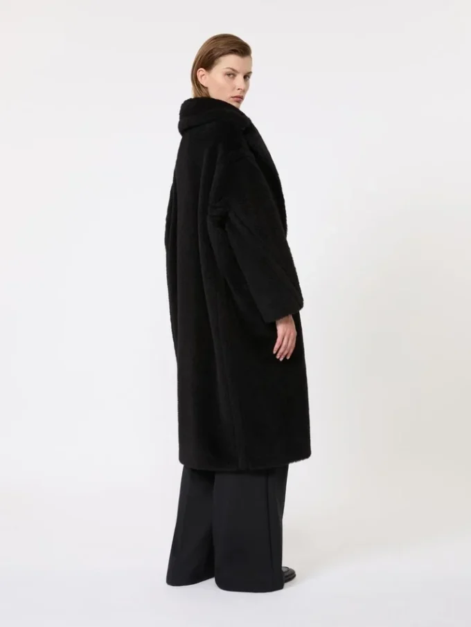 Teddy Bear Icon Coat em alpaca e lã, preto