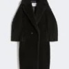 Teddy Bear Icon Coat em alpaca e lã, preto