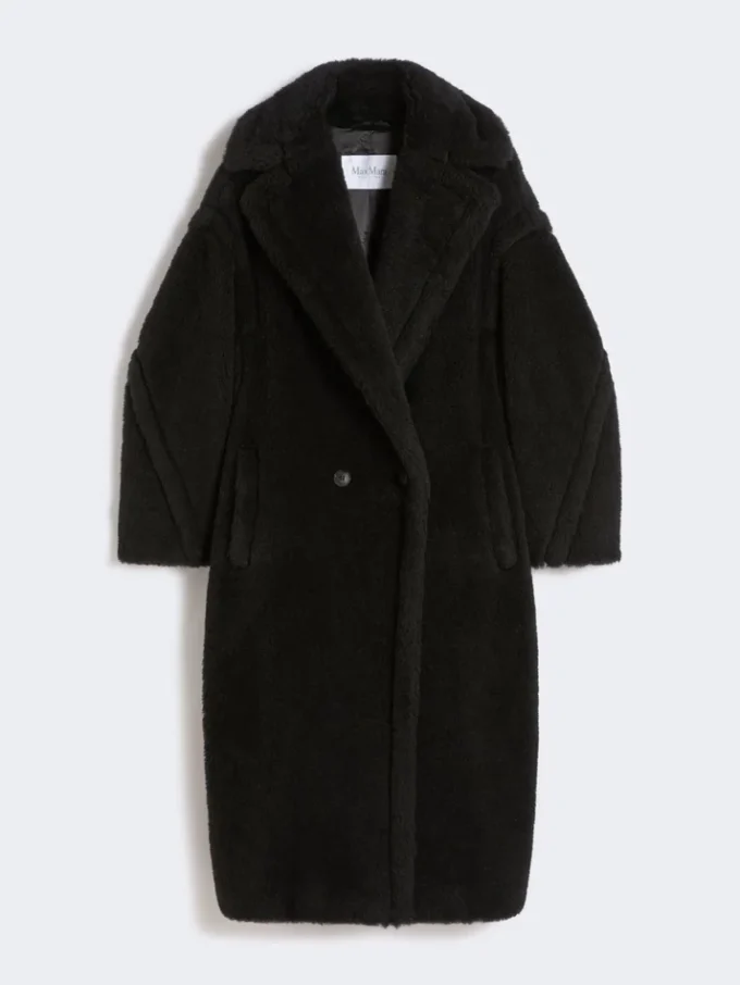 Teddy Bear Icon Coat em alpaca e lã, preto