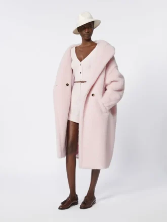 Teddy Bear Icon Coat em alpaca e lã, rosa