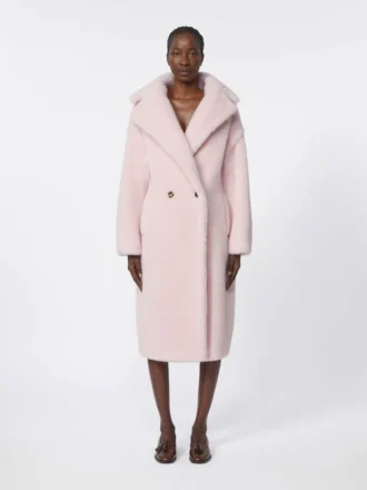 Teddy Bear Icon Coat em alpaca e lã, rosa