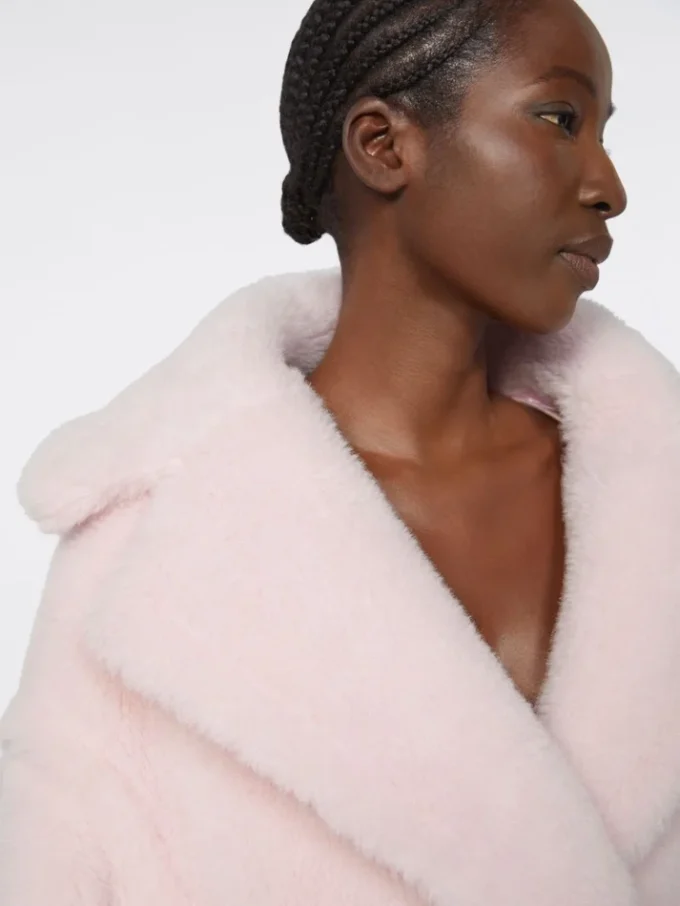 Teddy Bear Icon Coat em alpaca e lã, rosa