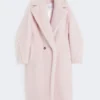 Teddy Bear Icon Coat em alpaca e lã, rosa