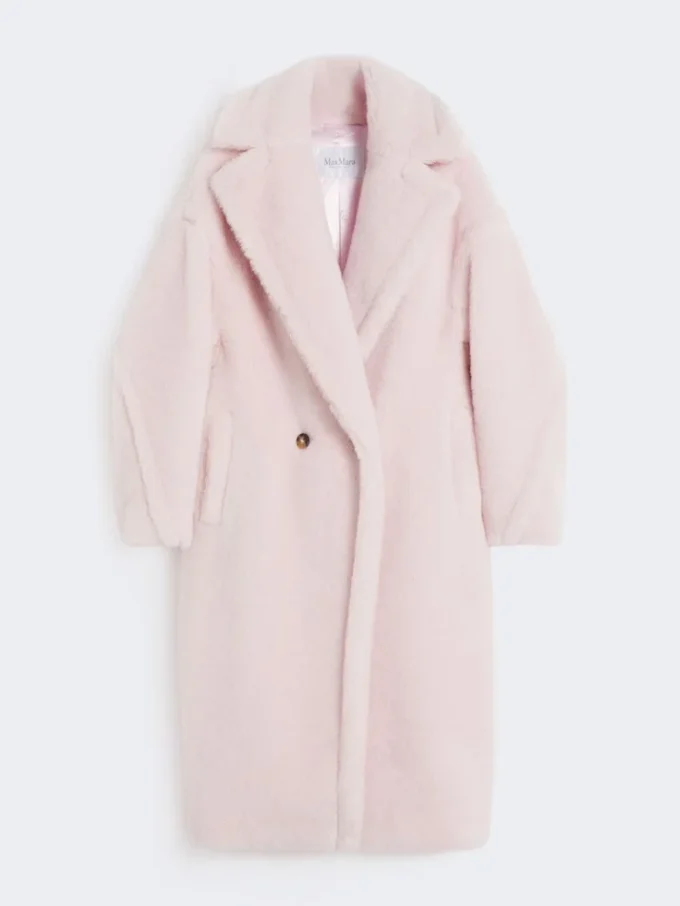 Teddy Bear Icon Coat em alpaca e lã, rosa