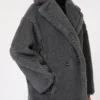 Teddy Bear Icon Coat em lã e alpaca, cinzento médio