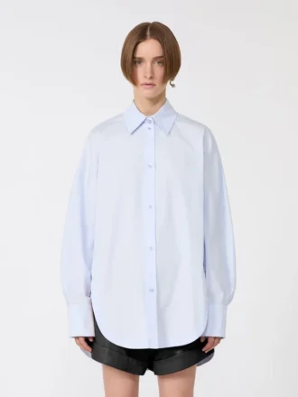 Túnica estilo quimono em popeline, azul-aviador