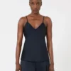 Top camisola em cetim envers, azul-escuro