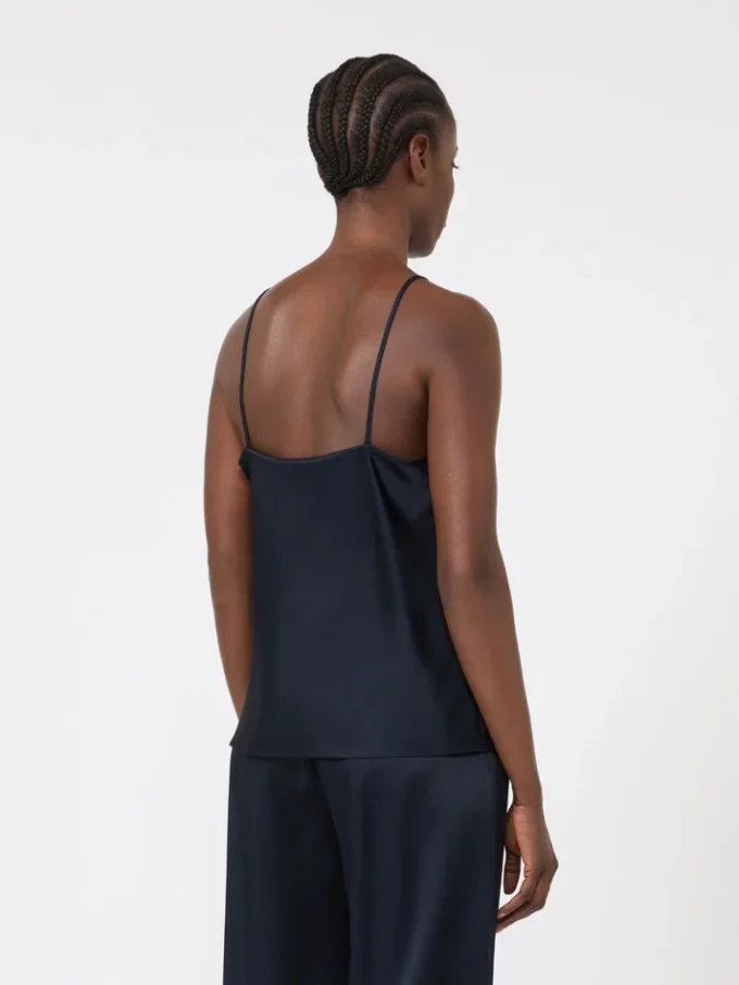 Top camisola em cetim envers, azul-escuro