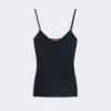 Top camisola em cetim envers, azul-escuro
