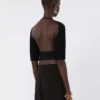 Top curto em viscose elástica, preto Top curto em viscose elástica, preto