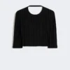 Top curto em viscose elástica, preto Top curto em viscose elástica, preto