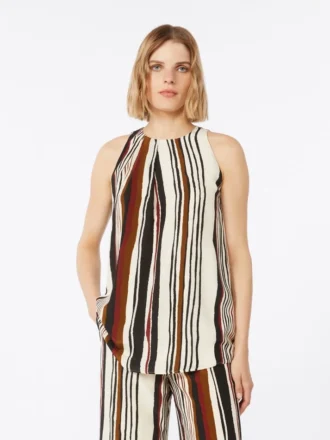 Top em crepe de seda estampado, vermelho tijolo