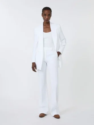 Top em fio de mistura de viscose, branco óptico