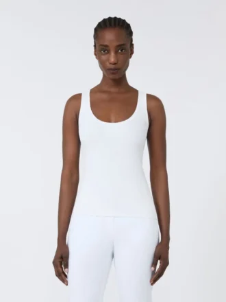 Top em fio de mistura de viscose, branco óptico