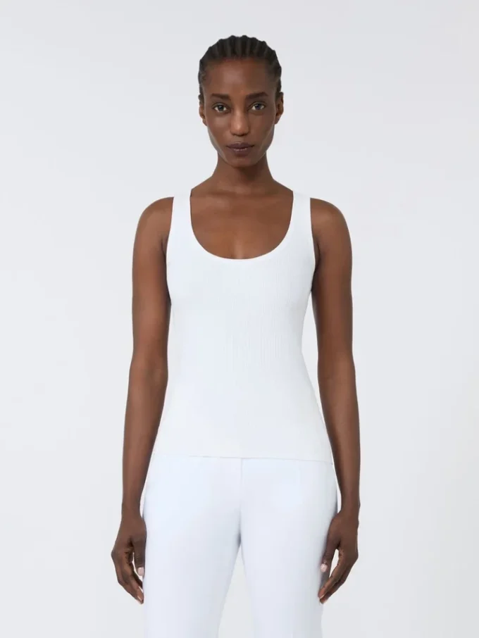Top em fio de mistura de viscose, branco óptico Top em fio de mistura de viscose, branco óptico