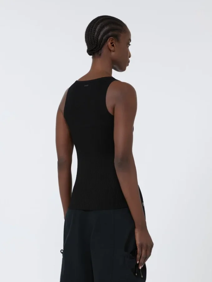 Top em fio de mistura de viscose, preto Top em fio de mistura de viscose, preto
