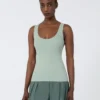 Top em fio de mistura de viscose, verde salva Top em fio de mistura de viscose, verde salva