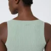 Top em fio de mistura de viscose, verde salva Top em fio de mistura de viscose, verde salva