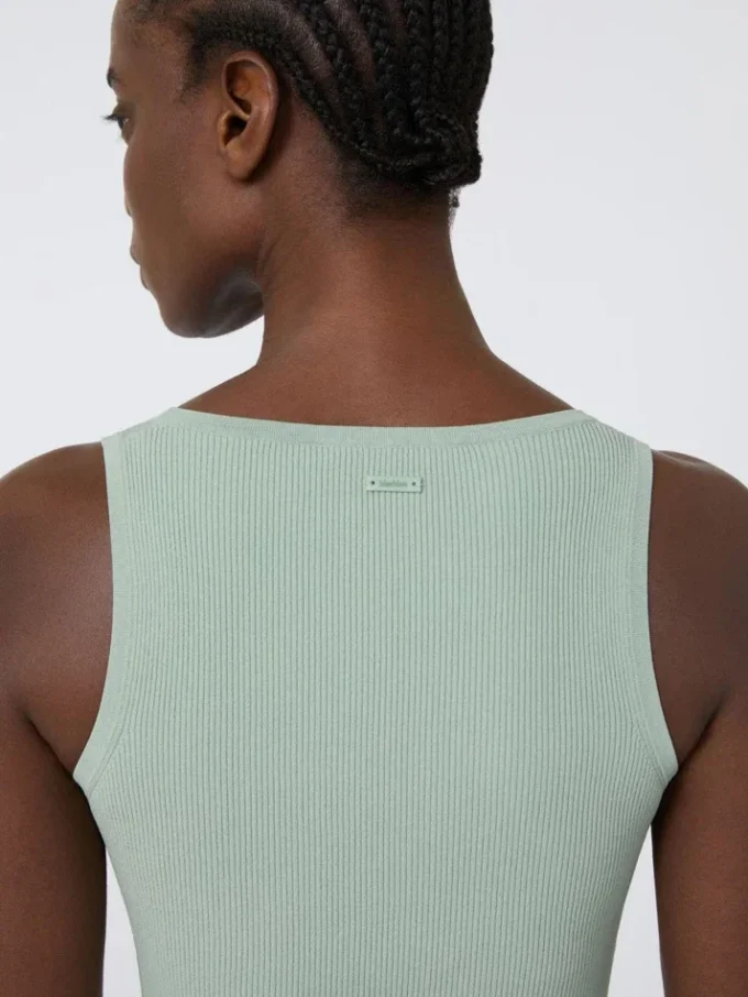 Top em fio de mistura de viscose, verde salva Top em fio de mistura de viscose, verde salva