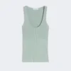 Top em fio de mistura de viscose, verde salva Top em fio de mistura de viscose, verde salva